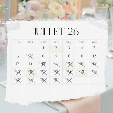 calendrier disponibilités Julie Roggia Harpiste Juillet 2026